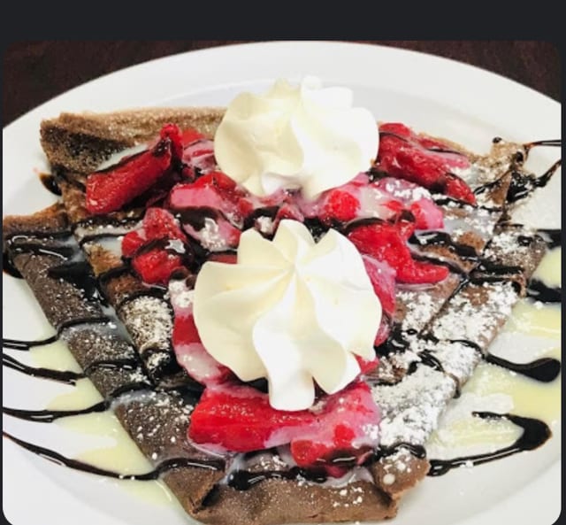 Chocolate Strawberries & Cream Crepes.