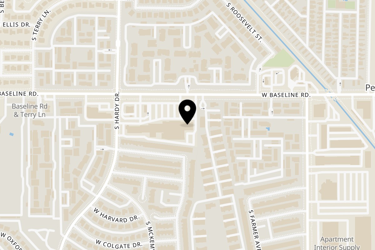 Map showing the location of Sweet Desert Cafe on 715 W Baseline Rd #2 in Tempe